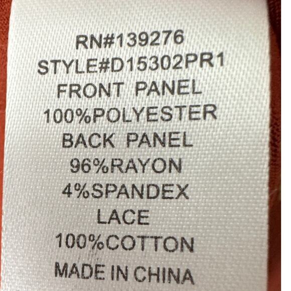 Daniel Rainn Quin Blouse Rust Floral Embroidered Lace Split Hem Size S NWT Boho - Picture 6 of 7